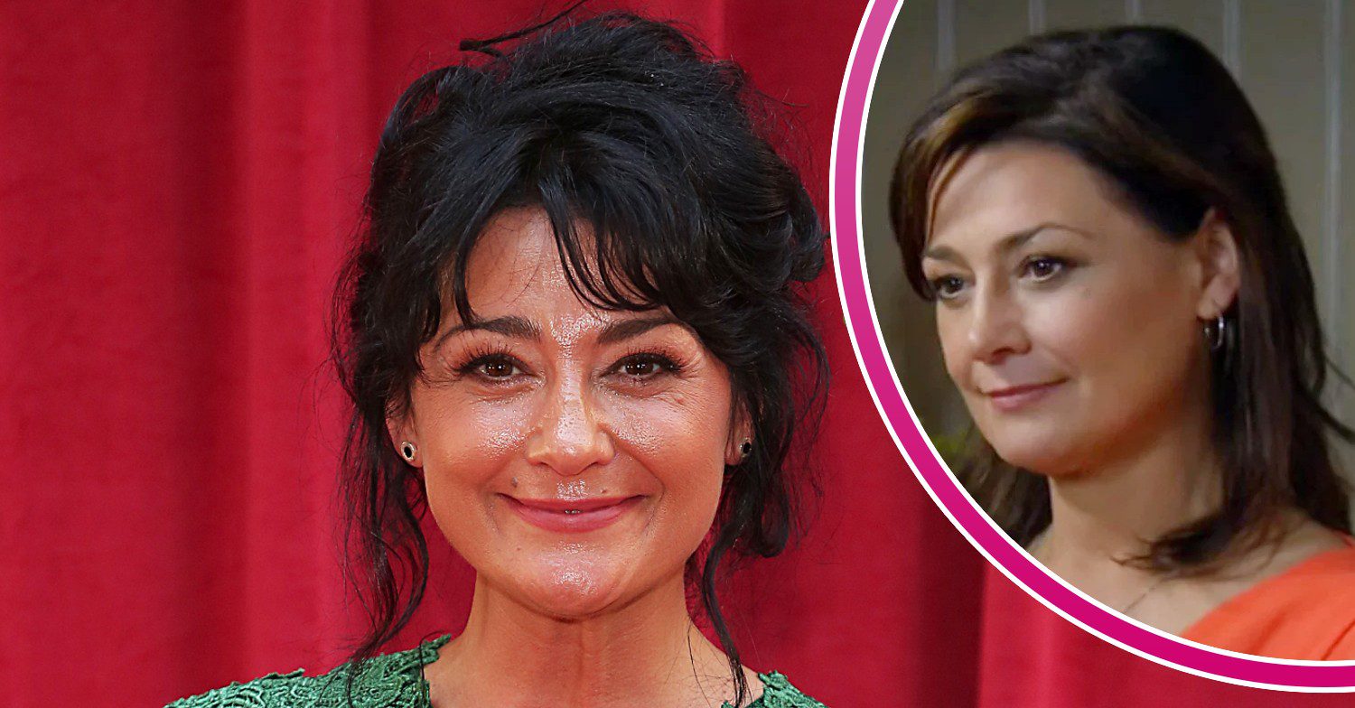 Natalie J Robb comp image with Moira Dingle in pink bubble