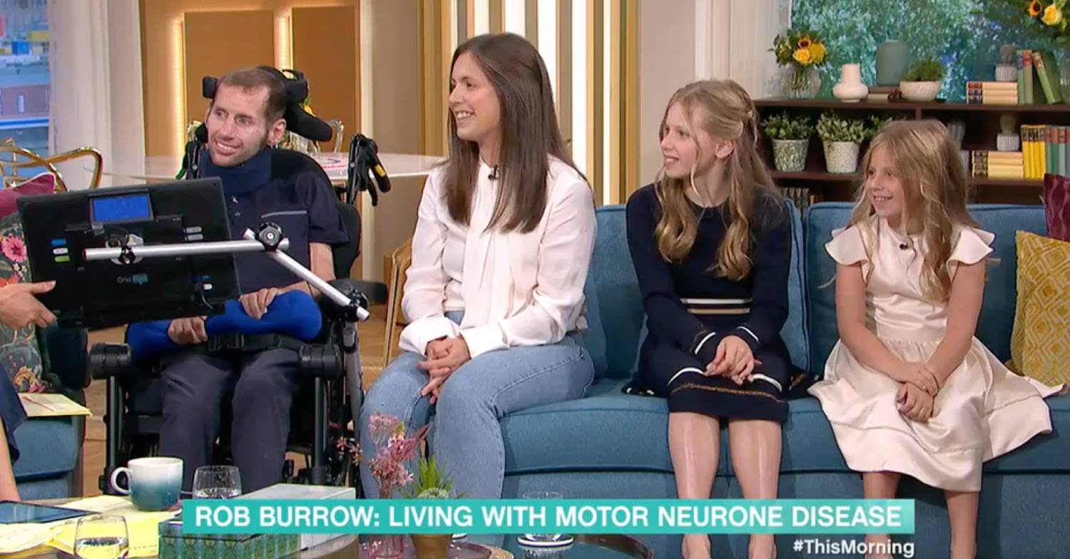 Rob Burrow appears on TV with his wife and family