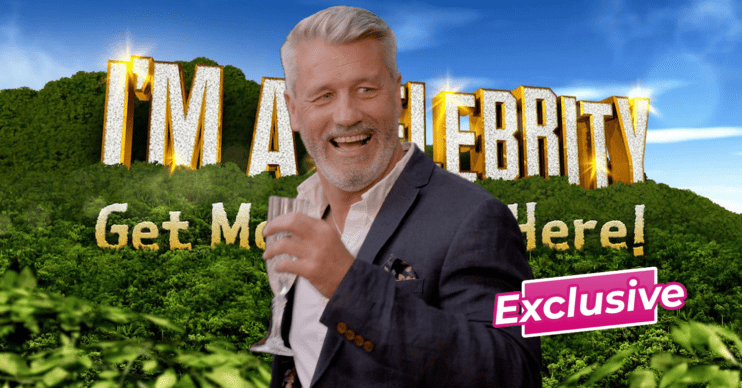My mum Your Dad star Roger smiling in front of the I'm A Celebrity logo