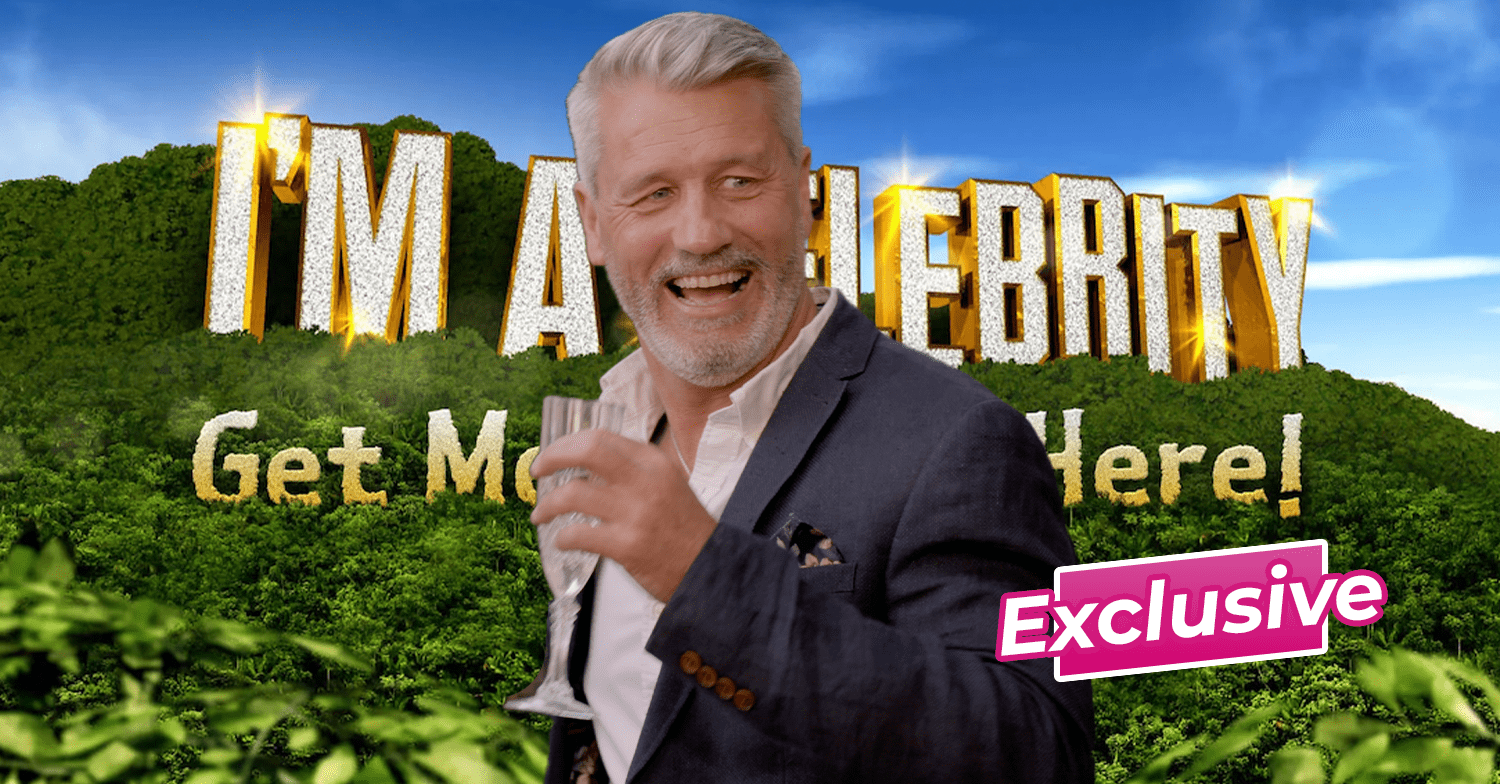 My mum Your Dad star Roger smiling in front of the I'm A Celebrity logo