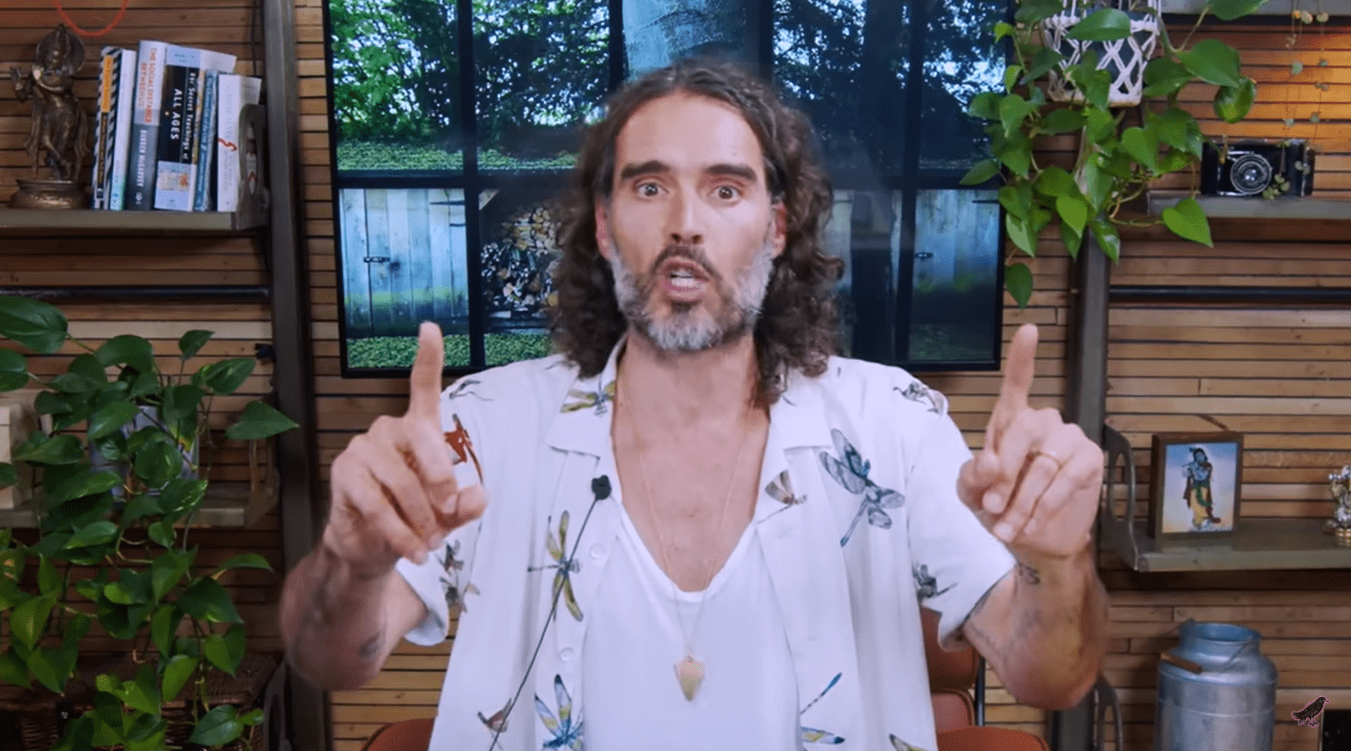 Russell Brand talks on his YouTube channel look tired and stressed