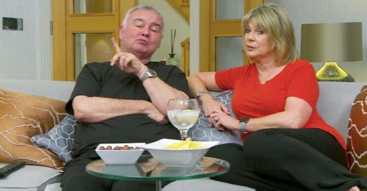 Eamonn Holmes raises a finger, Ruth Langsford looks unsure