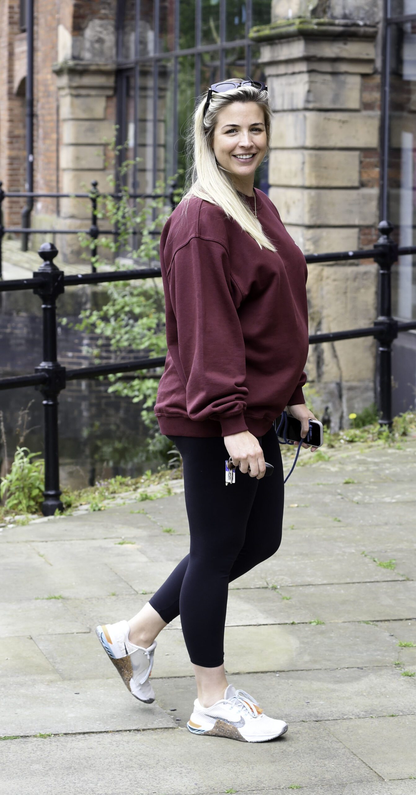 Gemma Atkinson smiling while pregnant