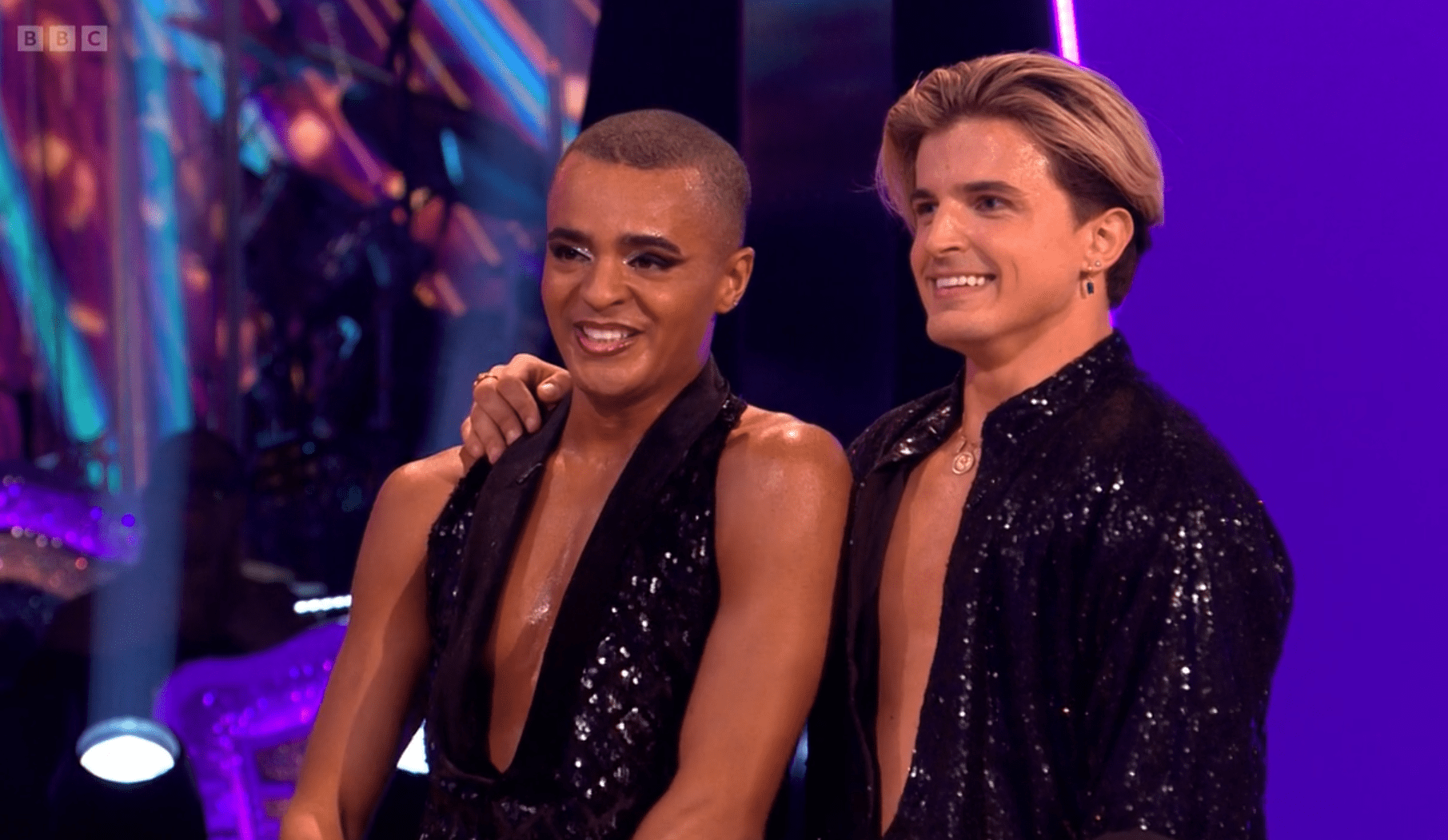 Nikita and Layton smiling on Strictly