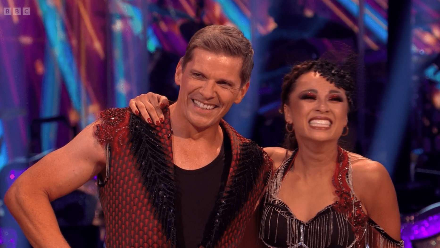 Nigel Harman and Katya Jones smiling on Strictly