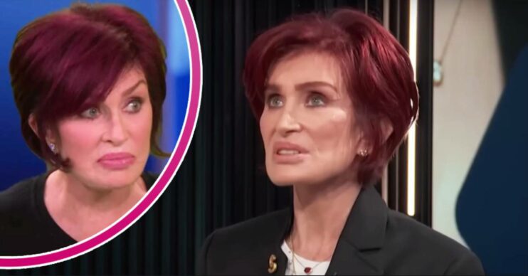 Sharon Osbourne looks concerned, Sharon Osbourne looks upwards