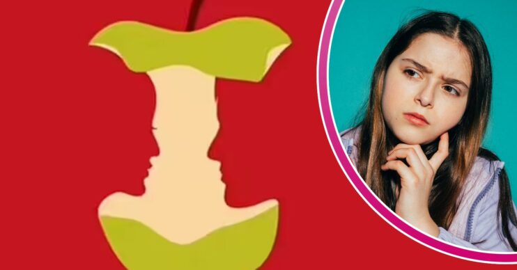 Apple core / girl thinking