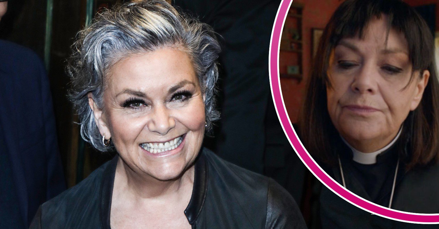 Dawn French smiling and in Vicar of Dibley