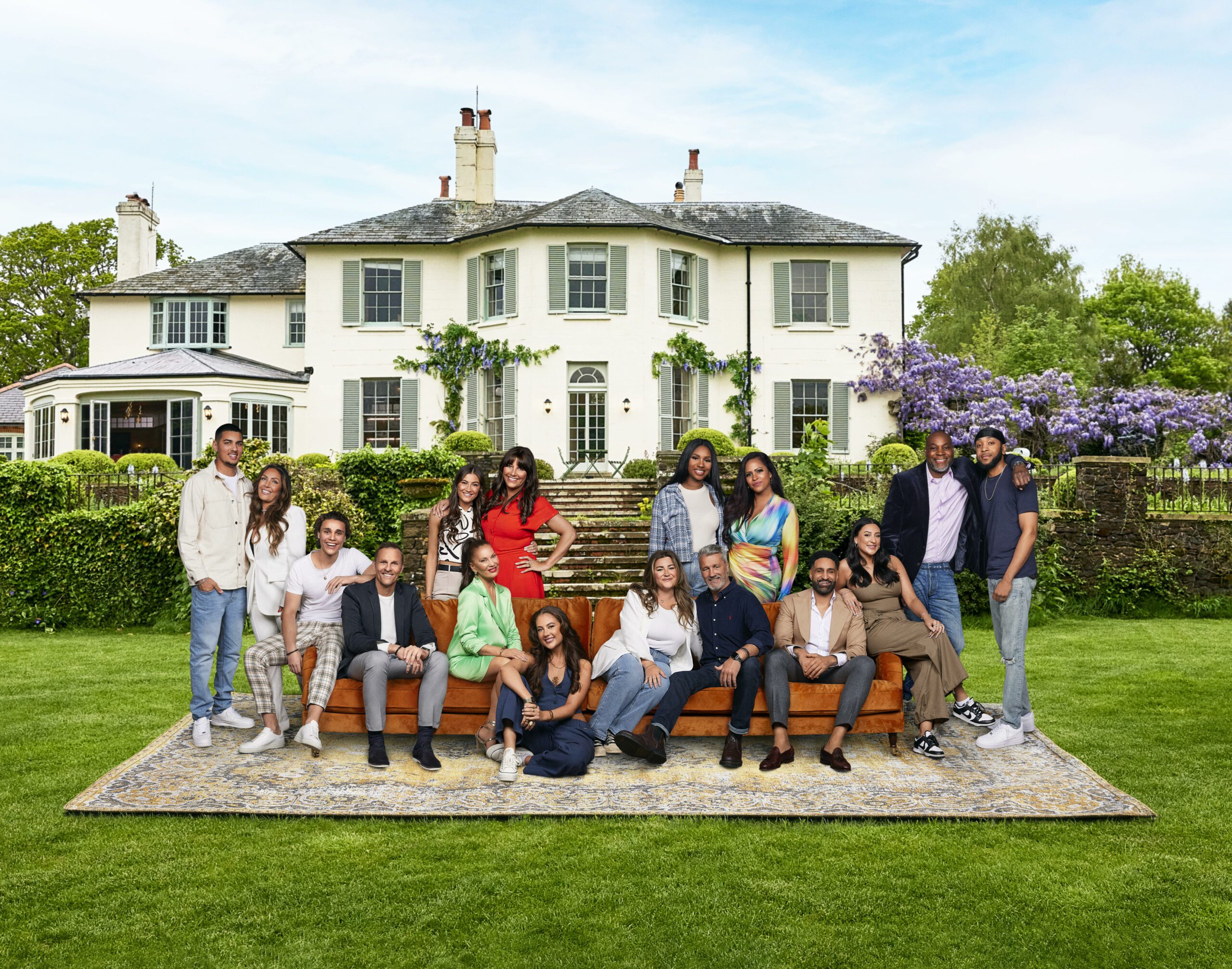 My Mum, Your Dad cast sit in front of house