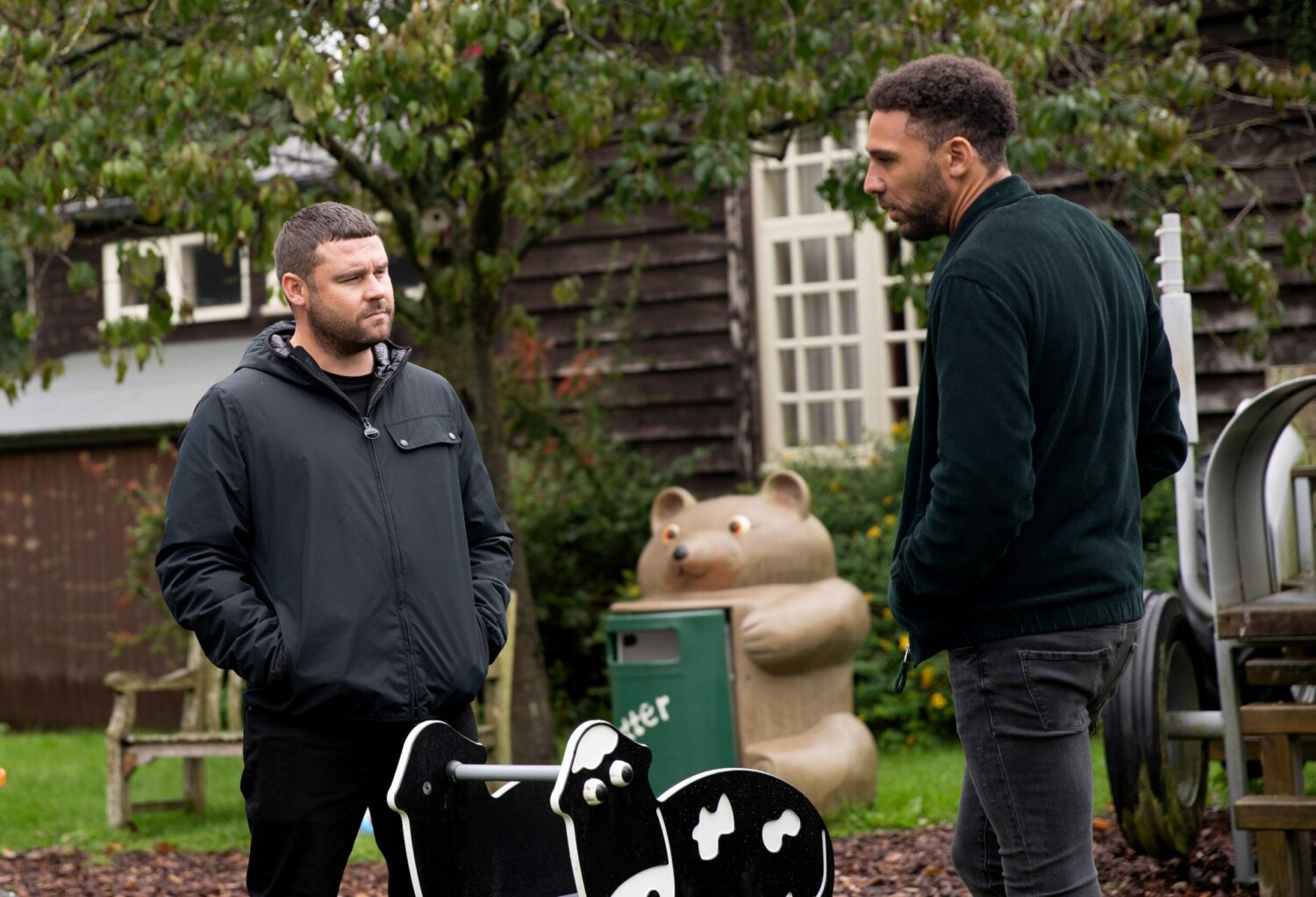 Aaron and Billy in Emmerdale square up to each other