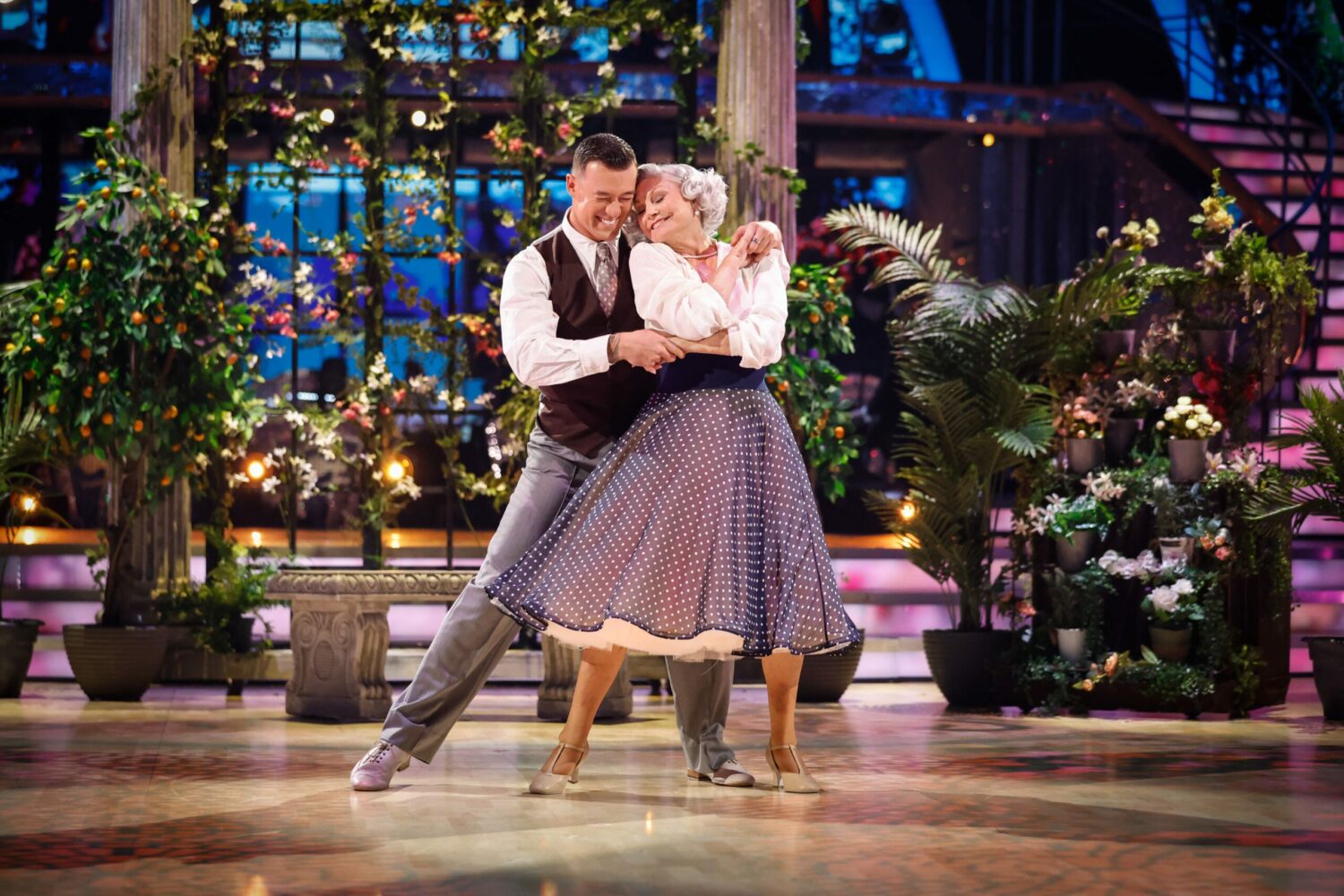 Kai Widdrington and Angela Rippon cosy up during their Strictly Foxtrot
