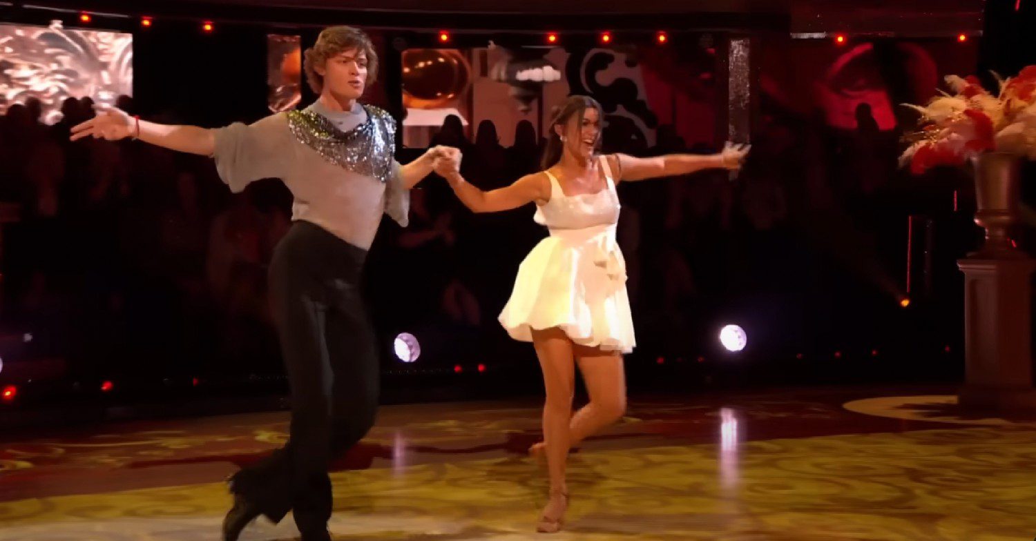 Bobby Brazier and Dianne Buswell performing a samba dance on Strictly Come Dancing