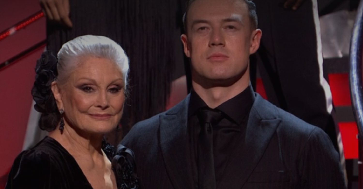 Angela Rippon and Strictly pro Kai Widdrington waited for the announcement of their results