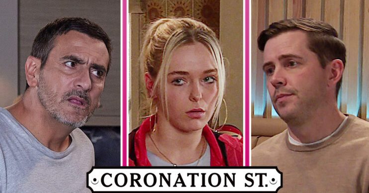 Coronation Street's Peter, Lauren, Todd and the Coronation Street logo