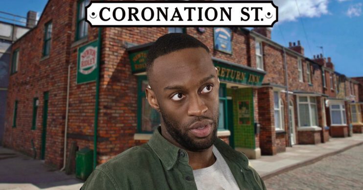 Coronation Street's Michael, the Coronation Street logo and background of the Rovers