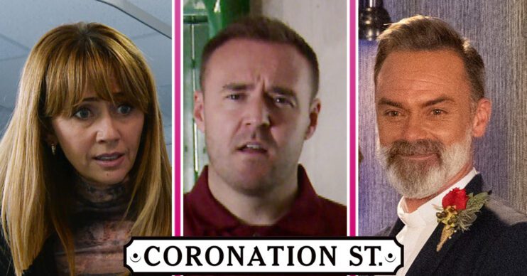 Coronation Street's Maria, Tyrone, Billy and the Coronation Street logo