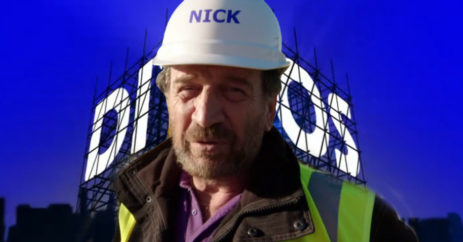 Nick Knowles in front of DIY SOS logo