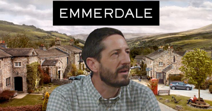 Emmerdale's Craig, the Emmerdale logo and background of the Dales