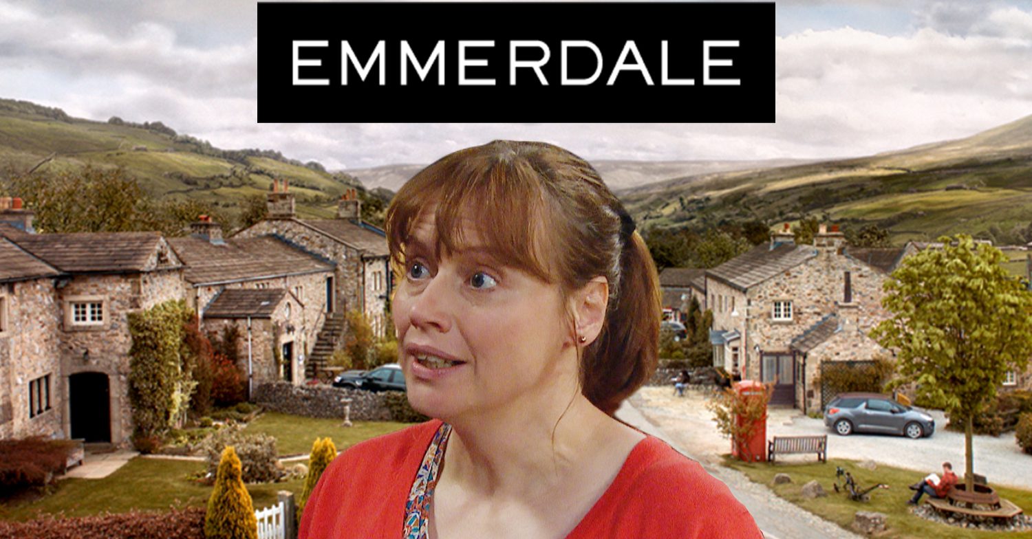 Emmerdale's Lydia, the Emmerdale logo and background of the Dales