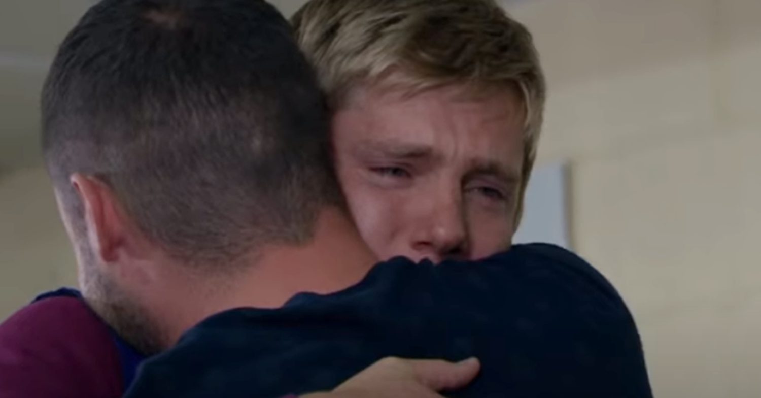 Emmerdale's Robert and Aaron are hugging and crying