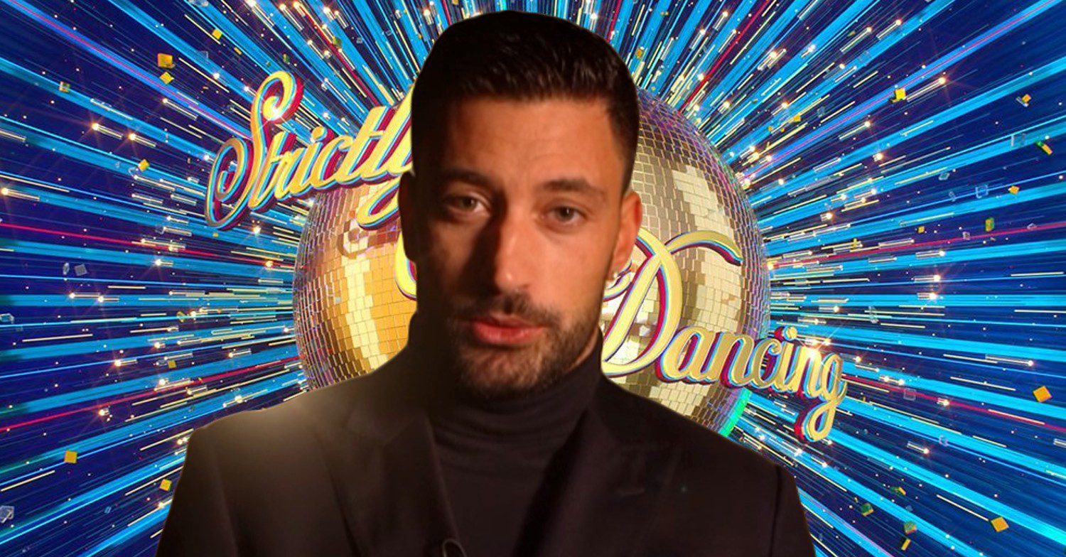 Giovanni Pernice talking, Strictly title background (Credit: BBC/Composite: ED!)