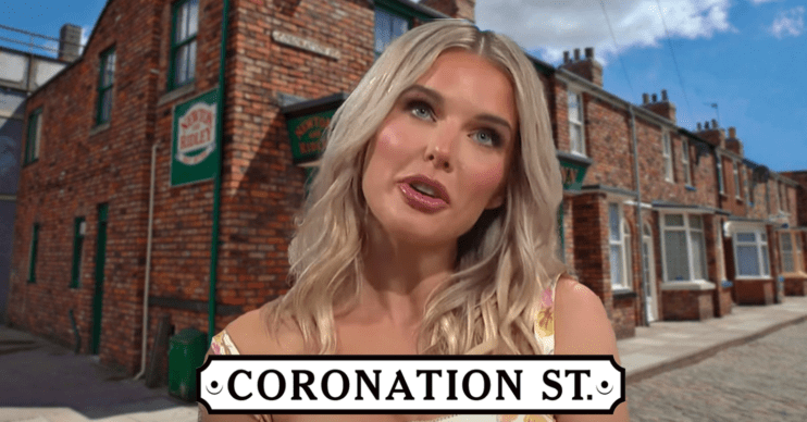 Helen Flanagan against the Corrie backdrop