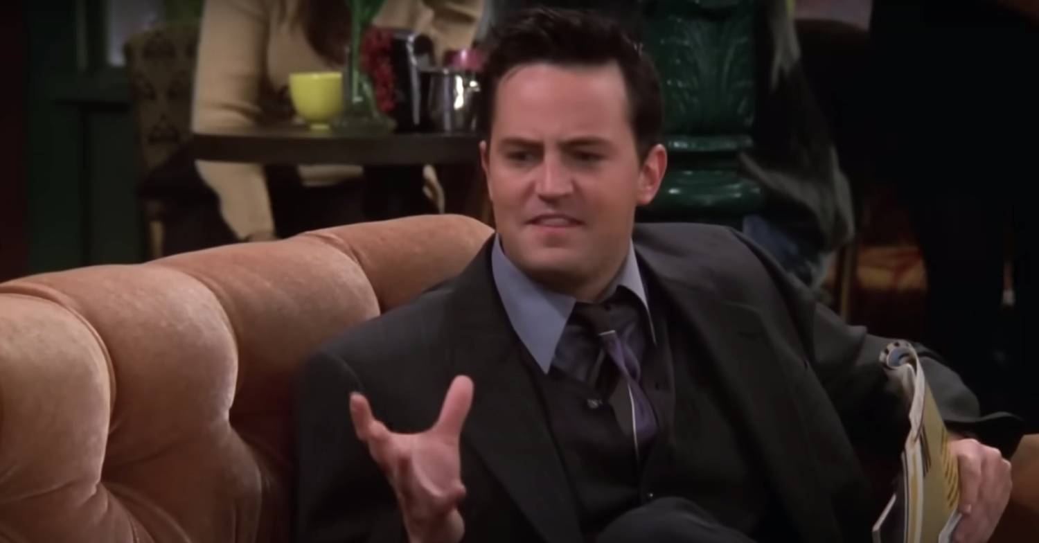 Matthew Perry in character as Chandler Bing in a scene from Friends