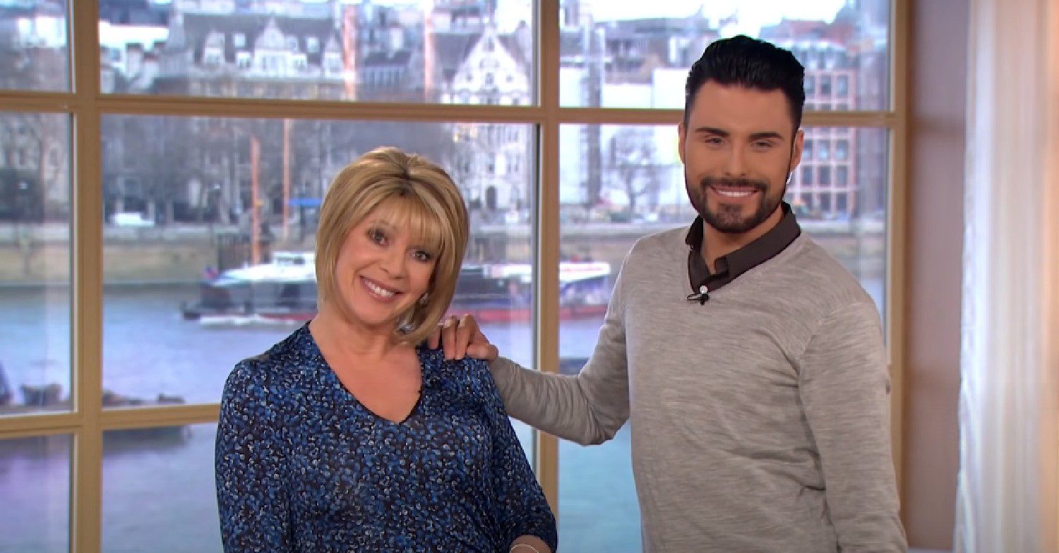 Rylan resting his hand on Ruth Langsford's shoulder on This Morning
