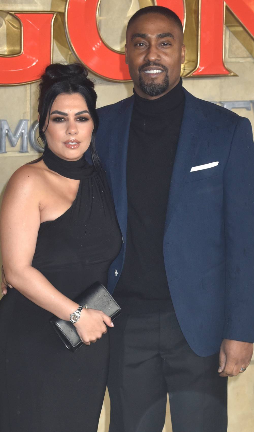 Simon Webbe has his picture taken with wife Ayshen