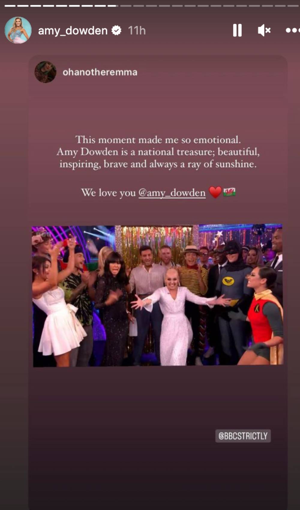 Amy Dowden shares Instagram post