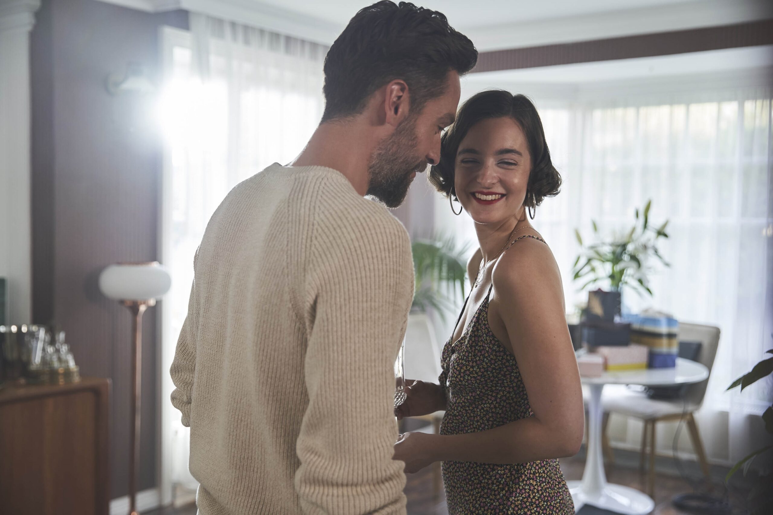 Tom Mison as Jack and Celine Buckens as Tasha in The Ex-Wife