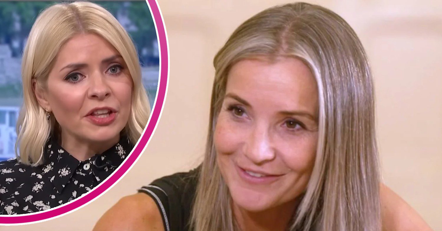 Holly Willoughby looks serious, Helen Skelton smiles