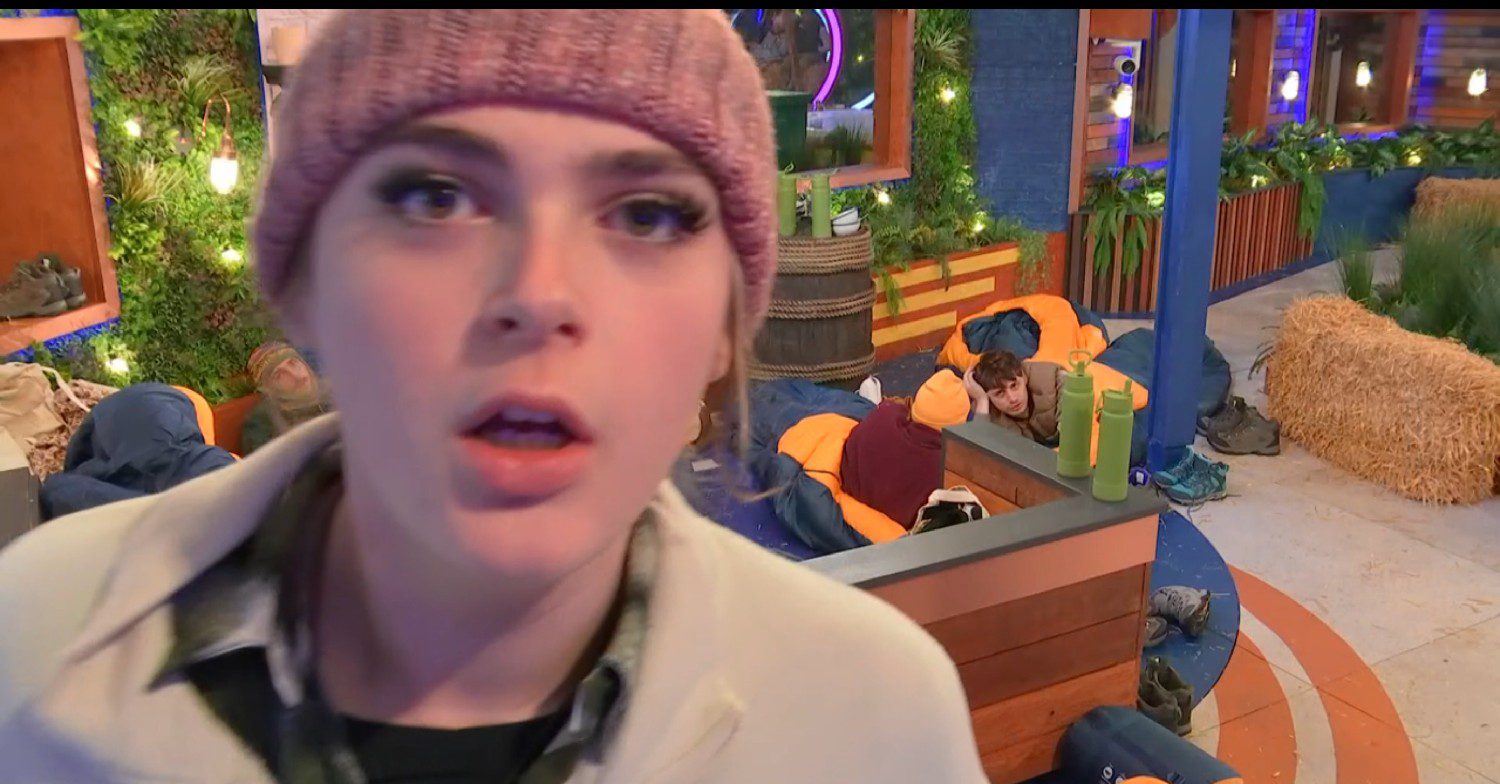 Hallie shouting at the camera on Big Brother