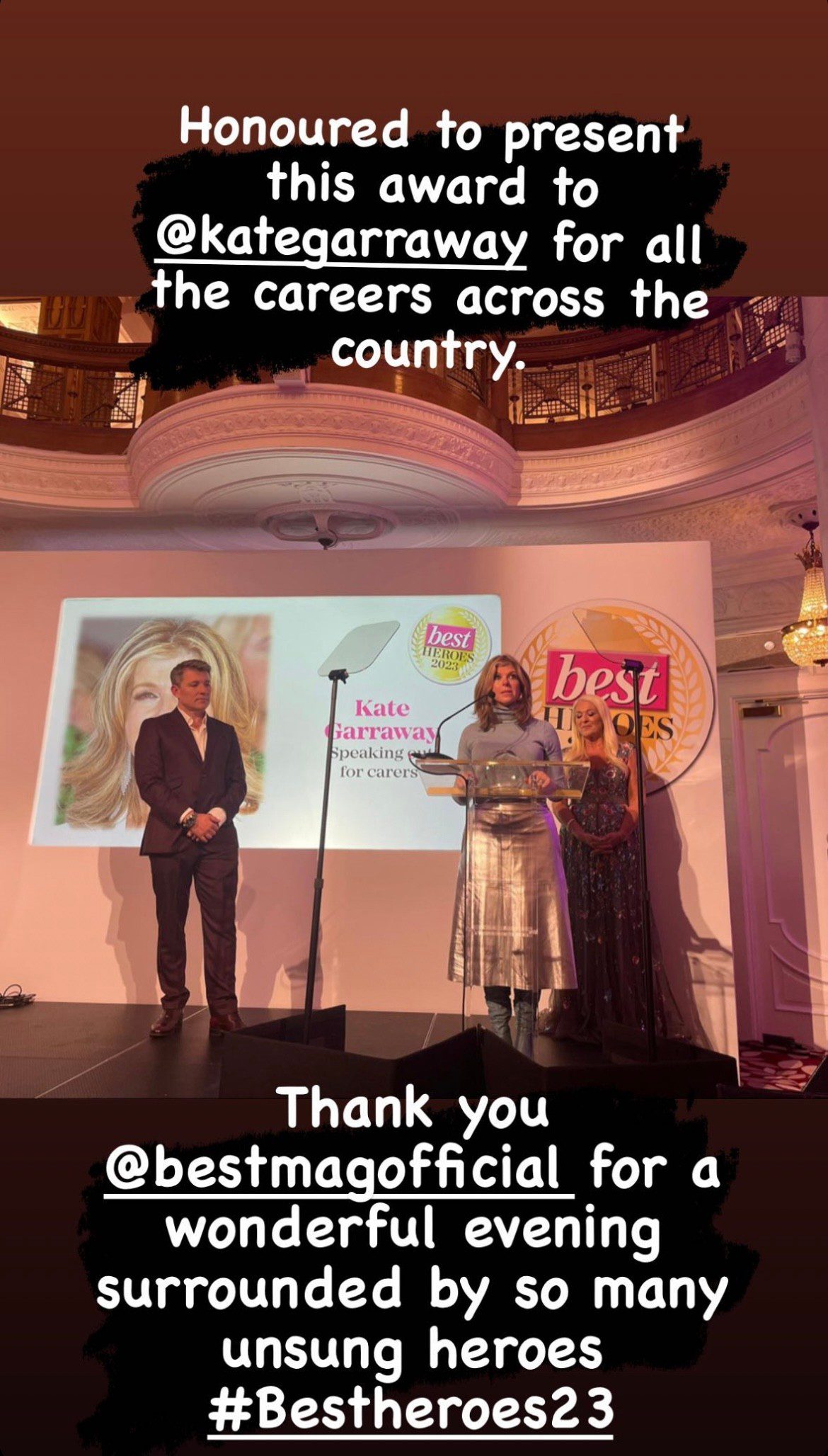 Ben Shephard on stage with Kate Garraway at the Best Heroes Awards