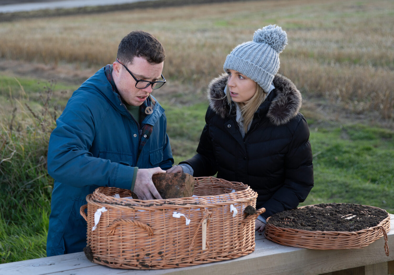 Vinny and Belle with the casket