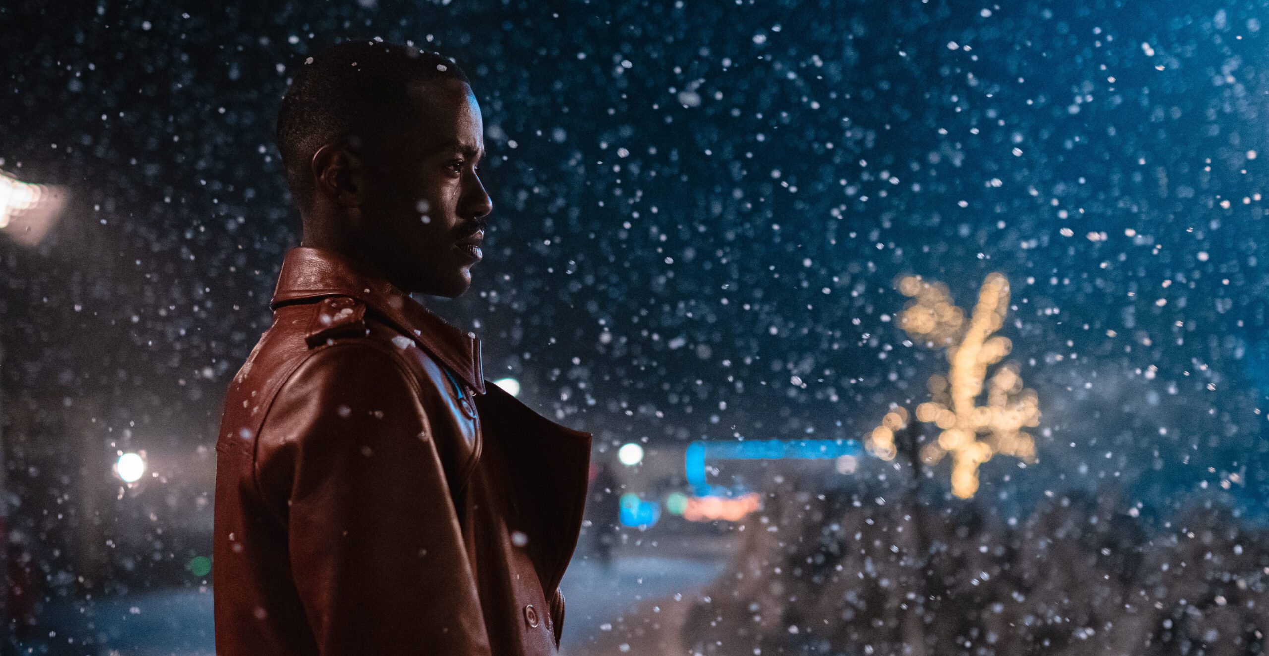 Ncuti Gatwa as Doctor Who standing in the snow