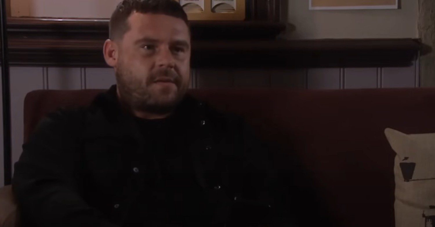 Aaron looking moody on Emmerdale