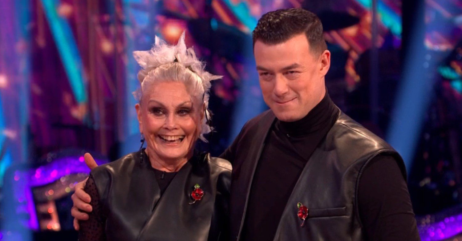 Angela and Kai smiling on Strictly