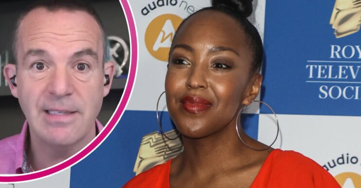 Martin Lewis looks forward, Angellica Bell smiles