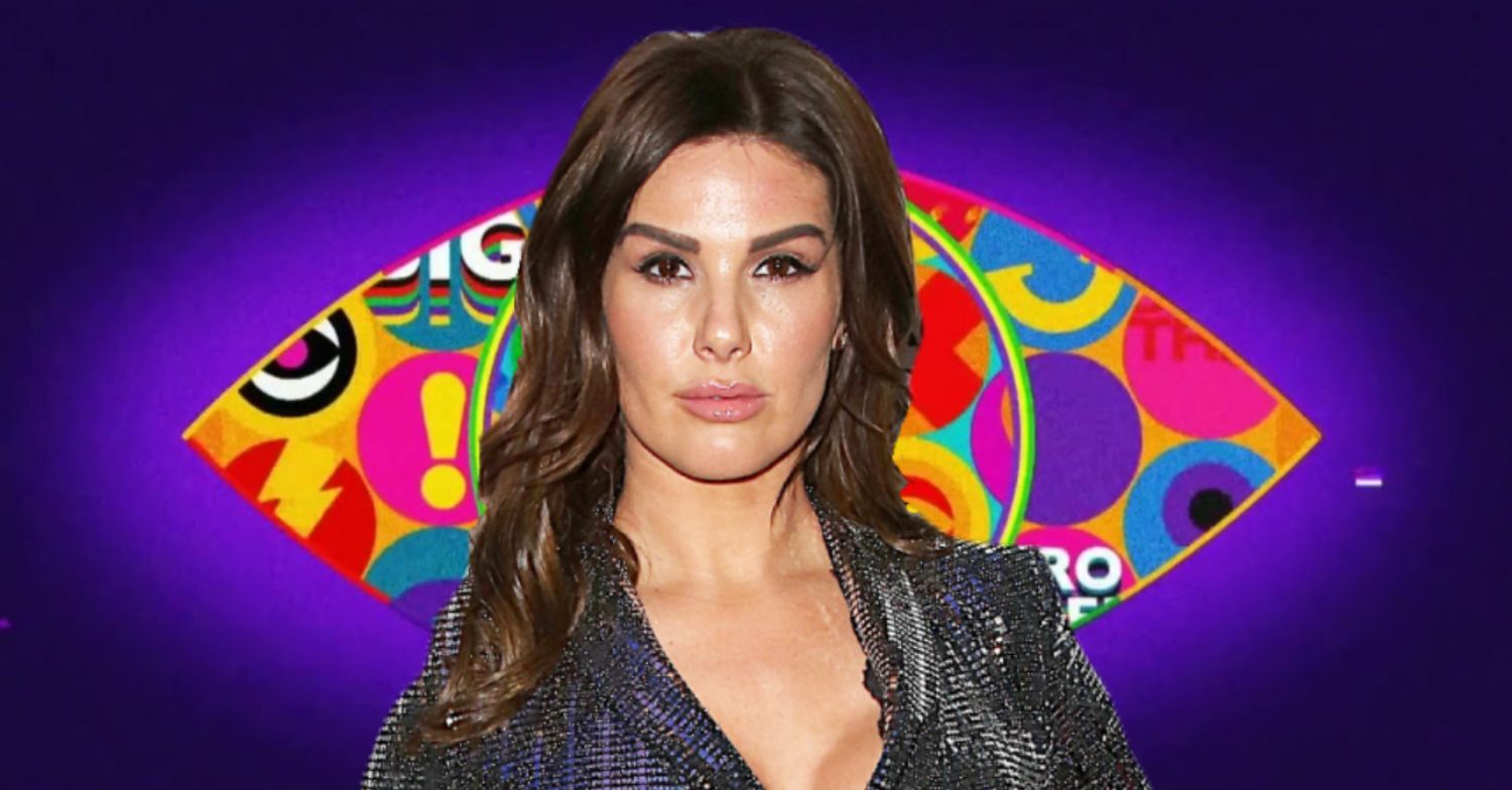 Rebekah Vardy in front of Big Brother logo