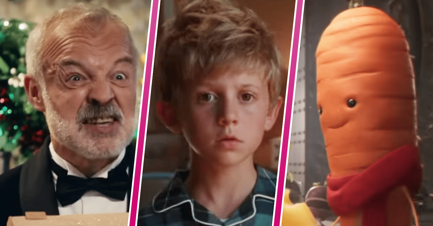 Graham Norton, John Lewis little boy looking sad and Kevin the Carrot