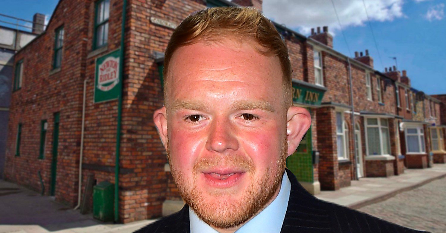 Coronation Street star Colson Smith smiles in a comp image on the show background