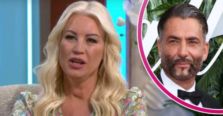 Denise Van Outen speaks, her reported ex Jimmy Barba gazes