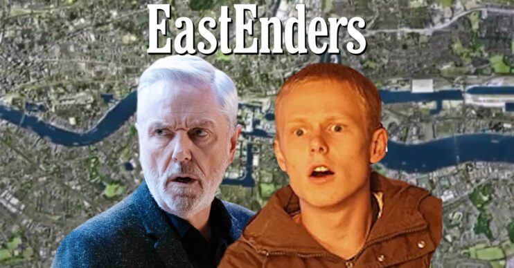 EastEnders' Rocky, Bobby, the EastEnders logo and background of the Thames