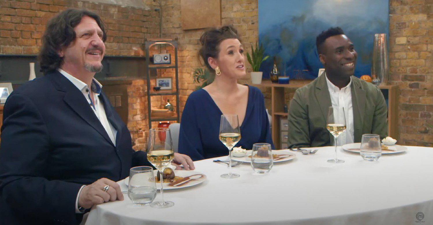 Food critic Grace Dent talking on MasterChef just before sampling some food