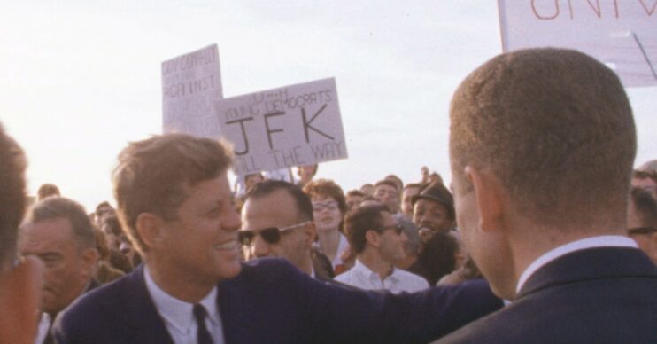 JFK in a crowd