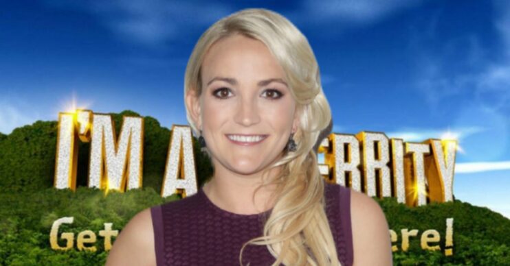 Jamie Lynn Spears in front of I'm A Celebrity backdrop