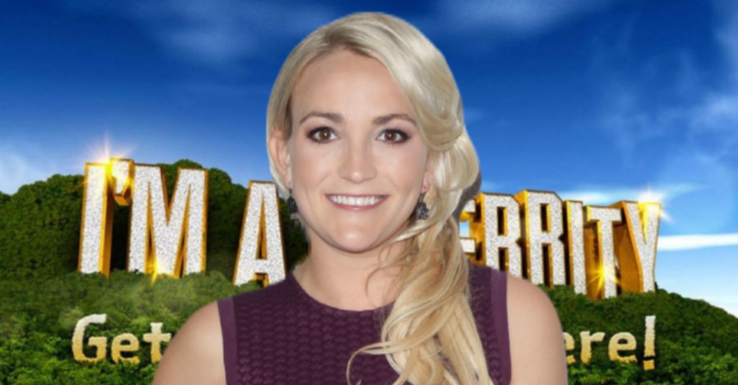 Jamie Lynn Spears in front of I'm A Celebrity backdrop