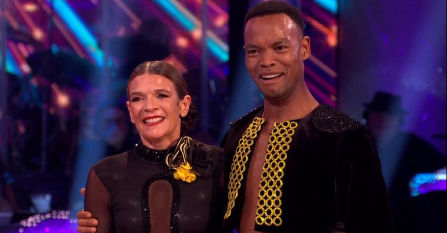 Annabel and Johannes laughing together on Strictly