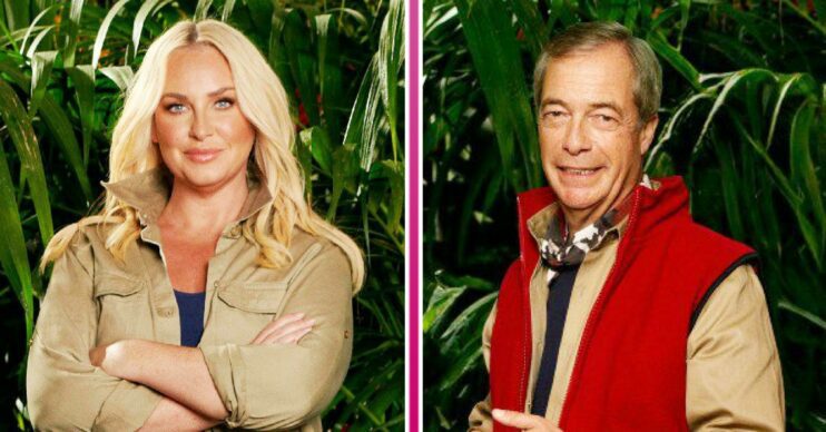 Josie Gibson and Nigel Farage in I'm A Celebrity publicity shots (Credit: ITV/Composite: ED!)